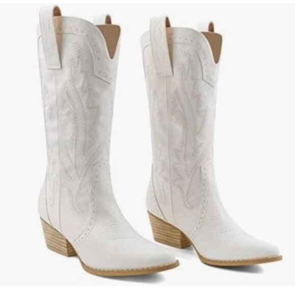 SEIFIN Shoes - SEIFIN Women Mid-calf Cowboy Boots Pointy Toe Boots Embroidered Western Cowgirl